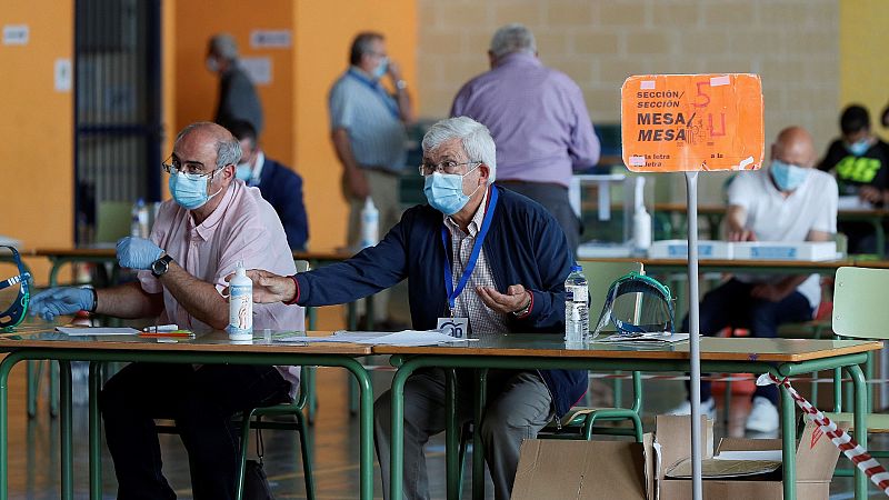 Mascarillas, colas con distancia de seguridad y vigilancia extrema en las votaciones en Galicia y País Vasco
