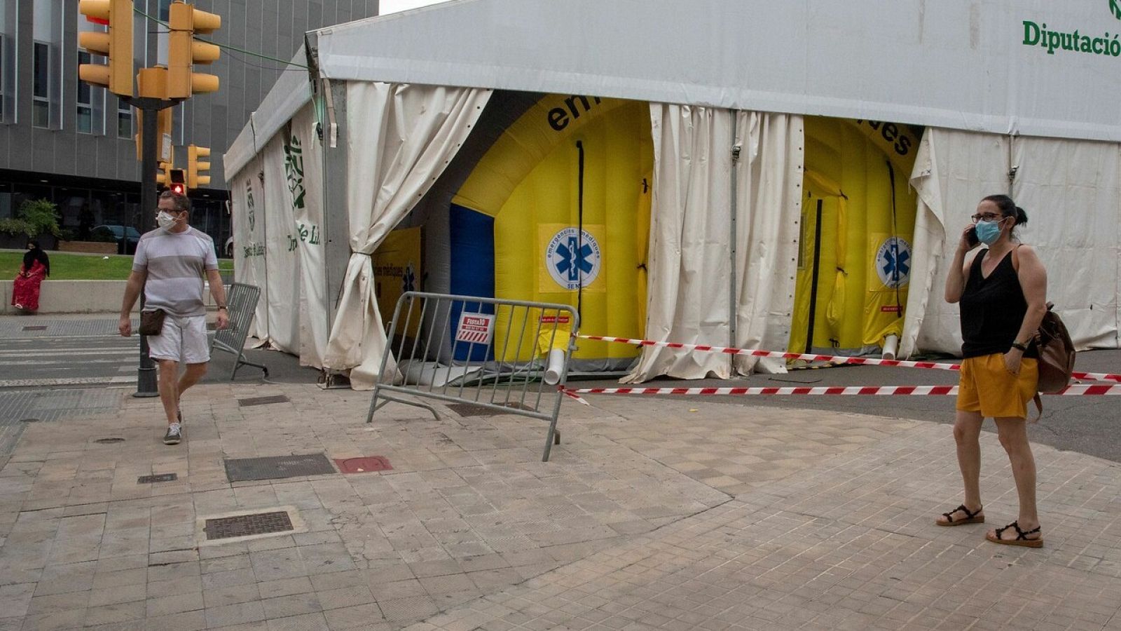 Vista del hospital de campaña establecido en Cap de Prat de la Riba en Lleida