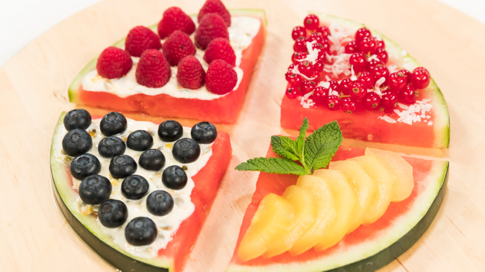 Pizza de sandía y fruta