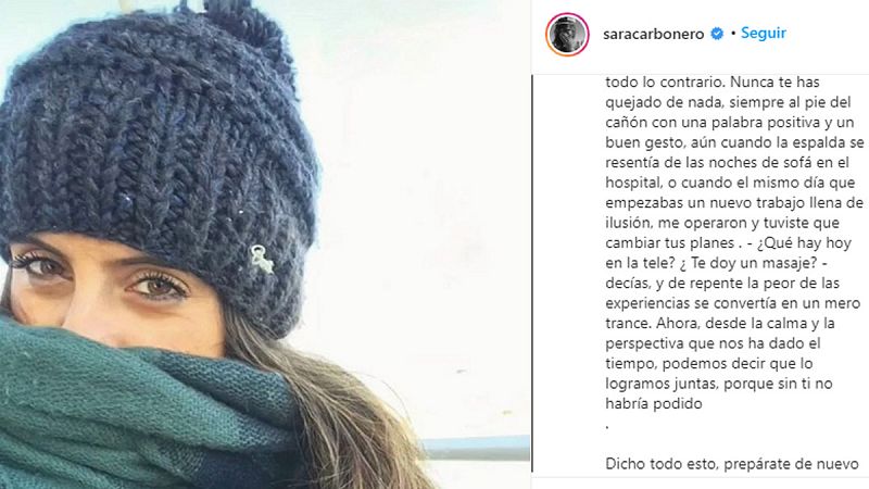 Sara Carbonero agradece a su hermana el apoyo:  "Sin ti no habría podido"