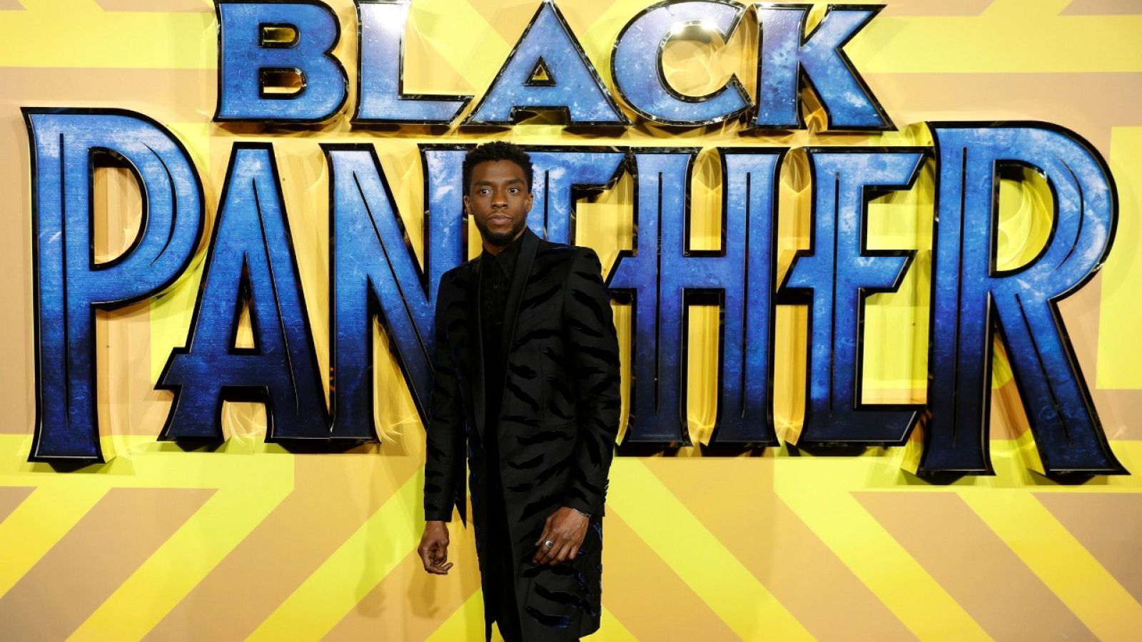 El actor estadounidense Chadwick Boseman en el estreno de 'Black Panther' en Londres.