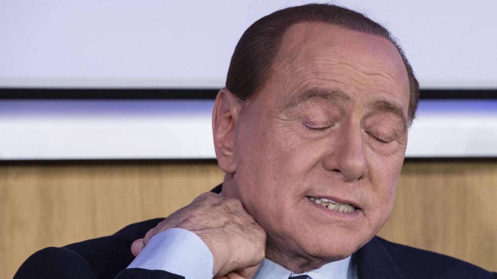 Berlusconi,  durante la presentación del libro 'Madri' (Madres) de Myrta Merlino en Roma, poco antes de anunciar su positivo por Covid