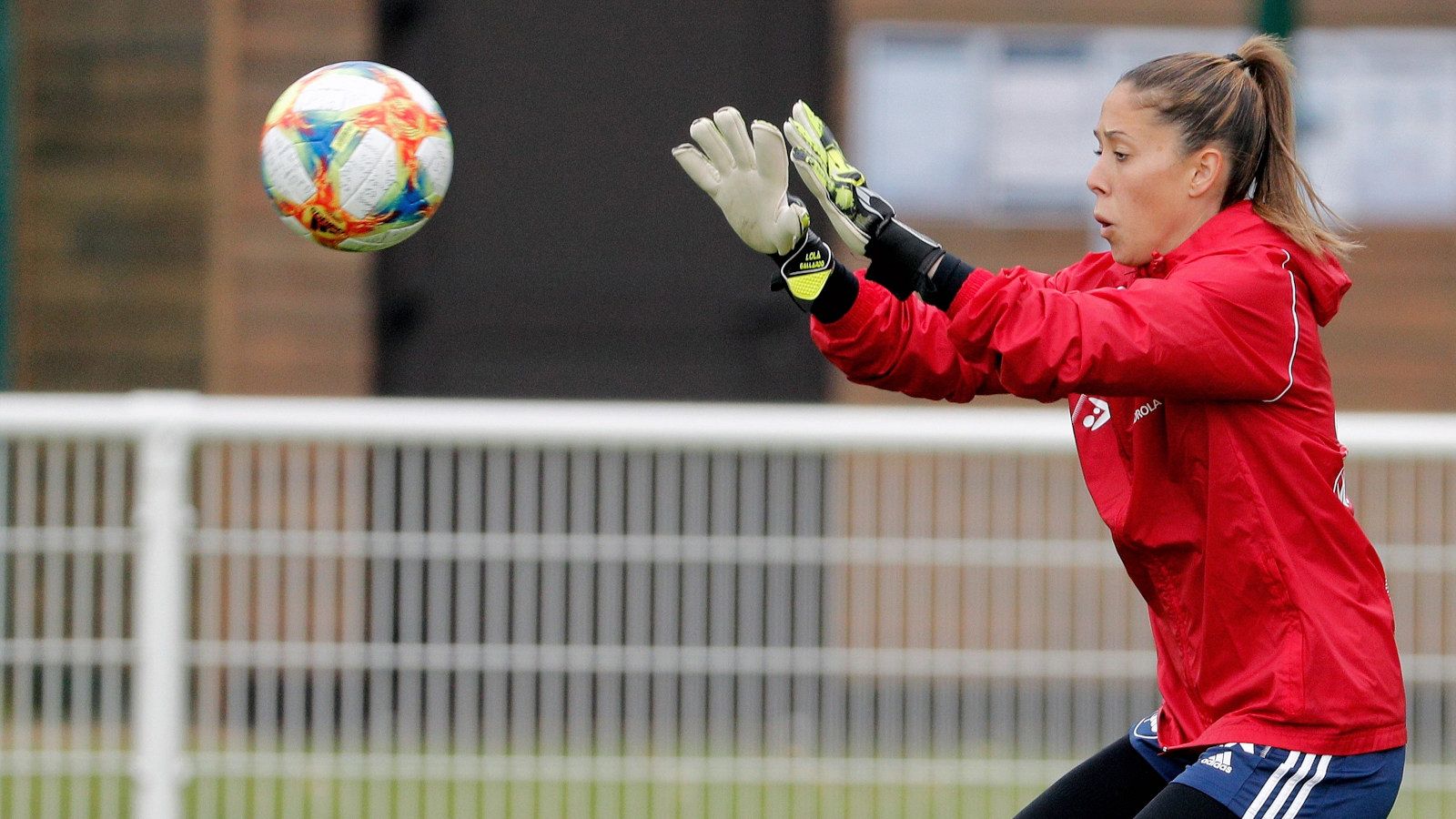 Lola Gallardo, en un entrenamiento con la selección española