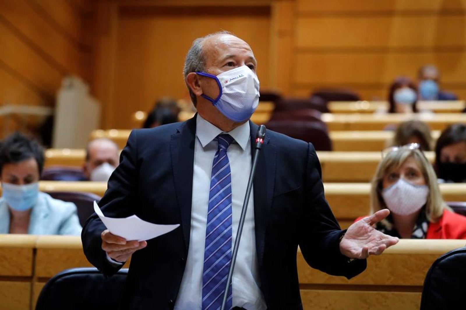 El ministro de Justicia, Juan Carlos Campo, durante su intervención en una sesión de control al Gobierno