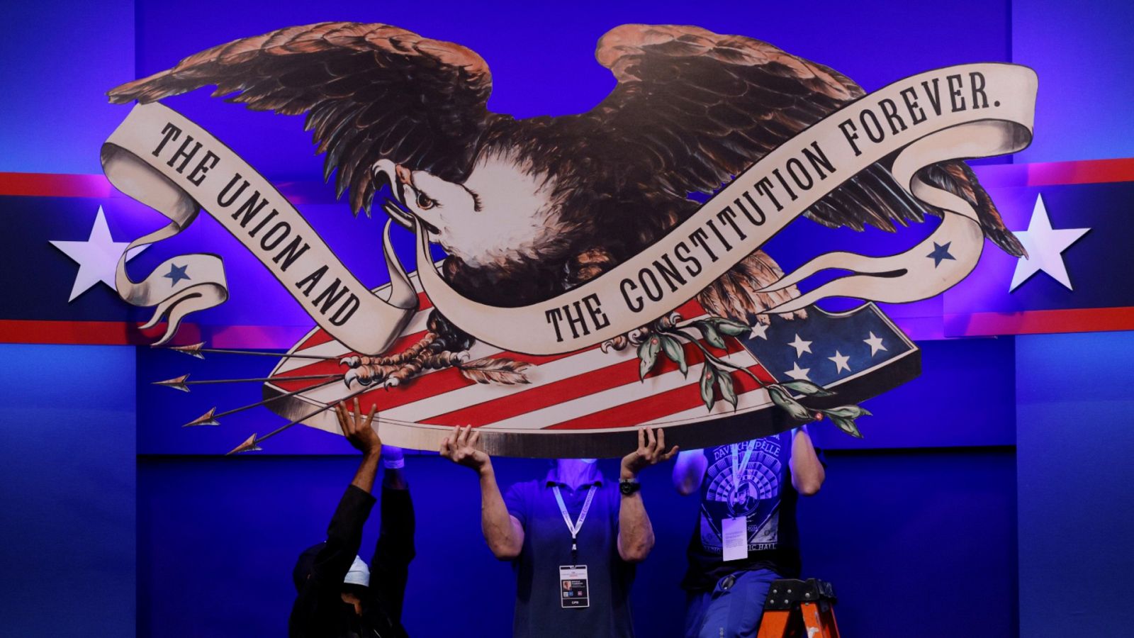 Preparativos del primer debate presidencial entre Donald Trump y Joe Bide, en Cleveland, Ohio