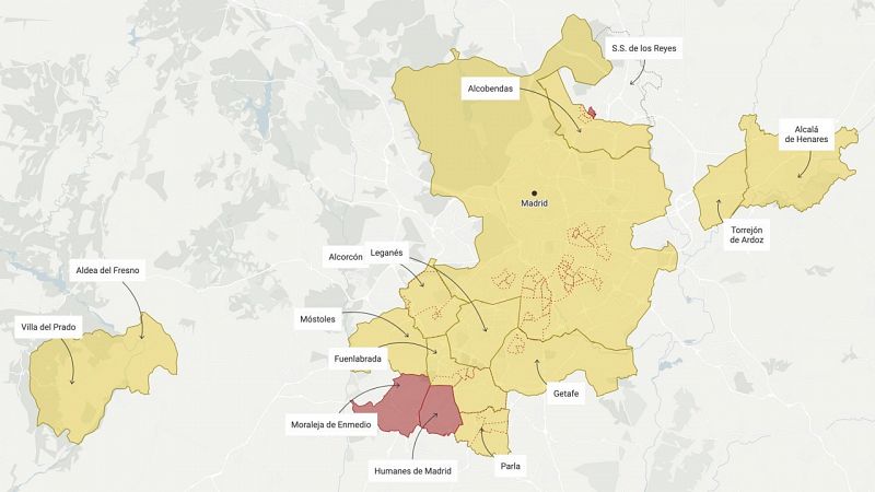 Mapa: estos son los municipios afectados por restricciones en la Comunidad de Madrid
