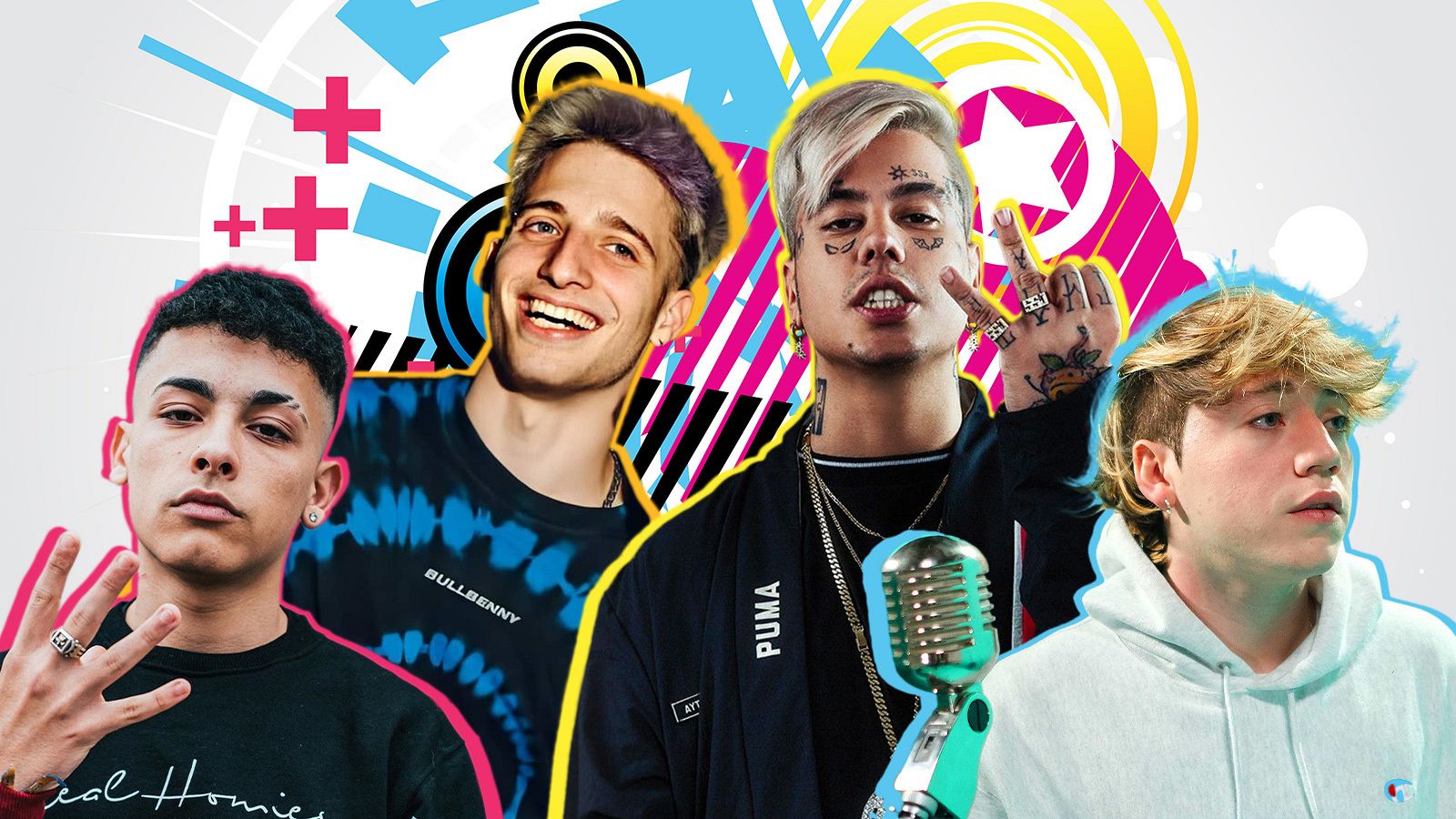 Los raperos Trueno, Wos, Duki y Paulo Londra