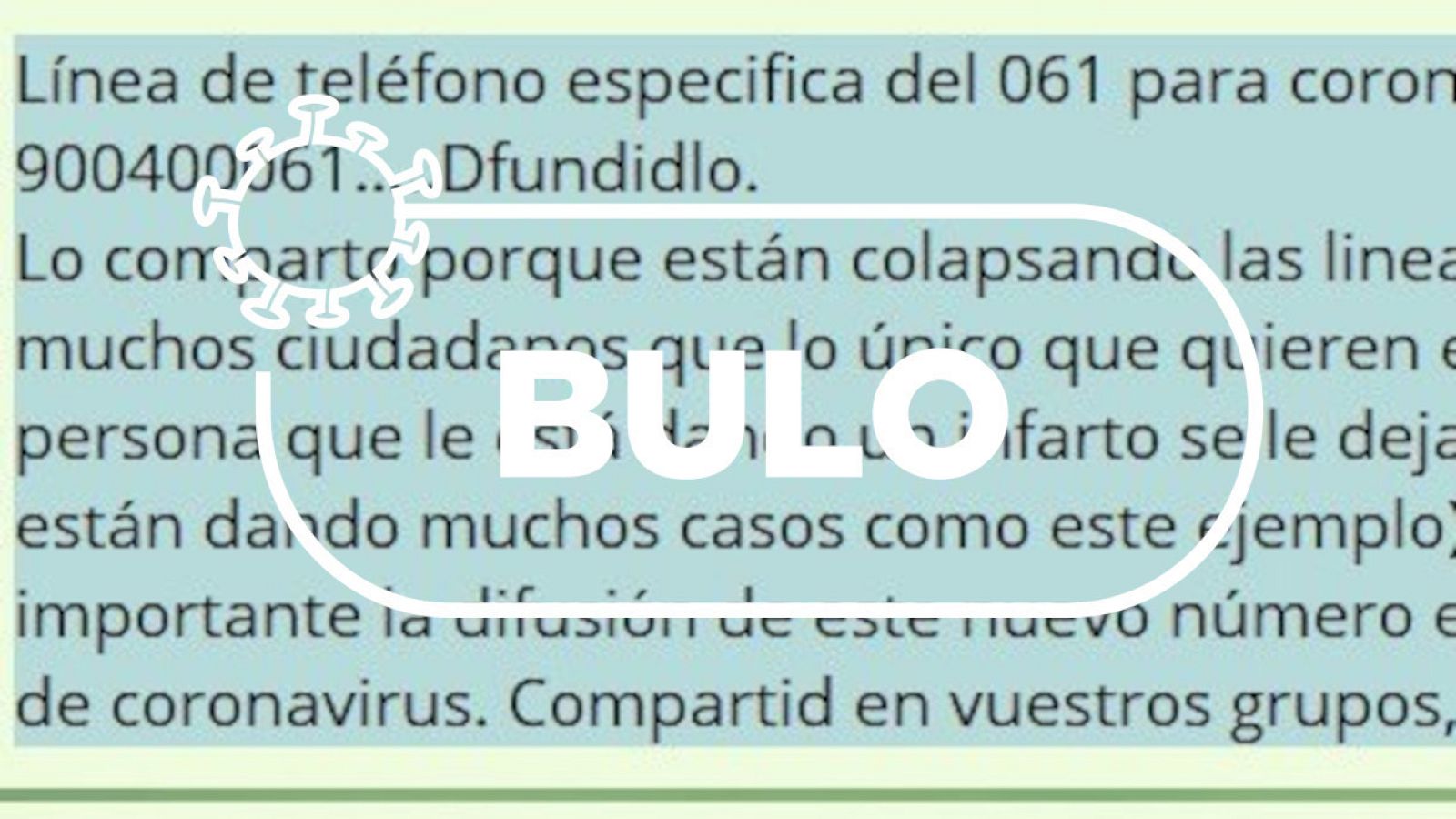 imagen del mensaje que desinforma sobre el número de atención COVID-19