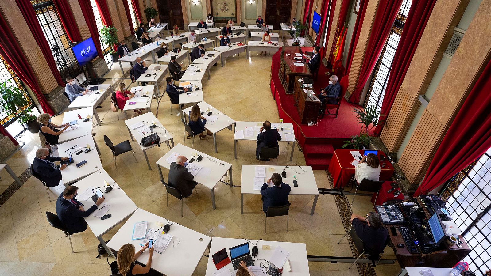 Vista del salón de plenos del Ayuntamiento de Murcia.