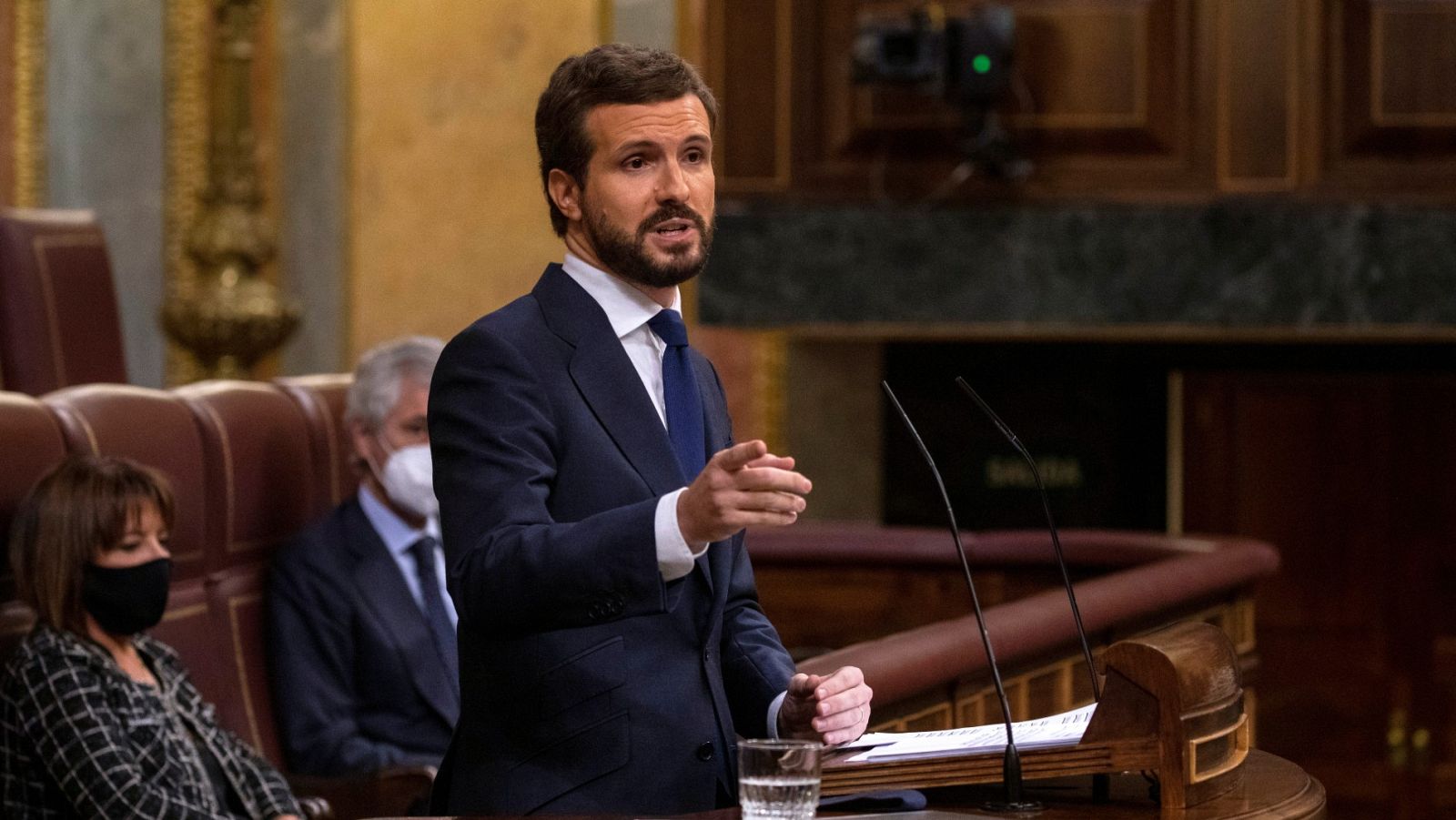 El presidente del PP, Pablo Casado, durante el debate de la moción de censura presentada por Vox