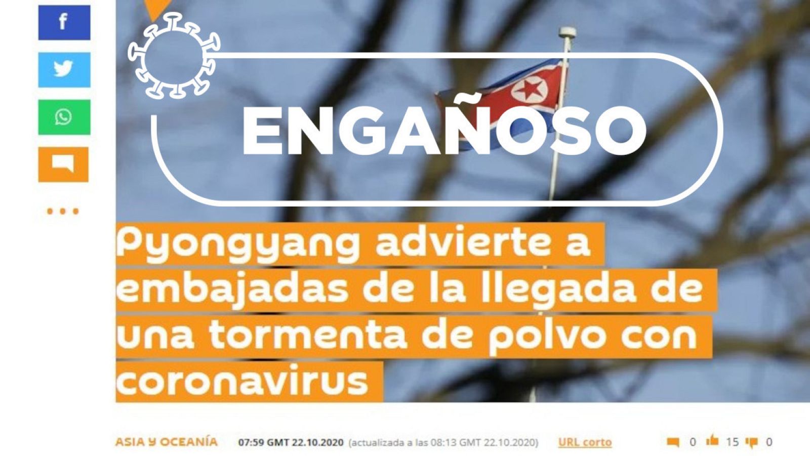 La noticia sobre la tormenta de polvo con coronavirus en el medio Sputnik