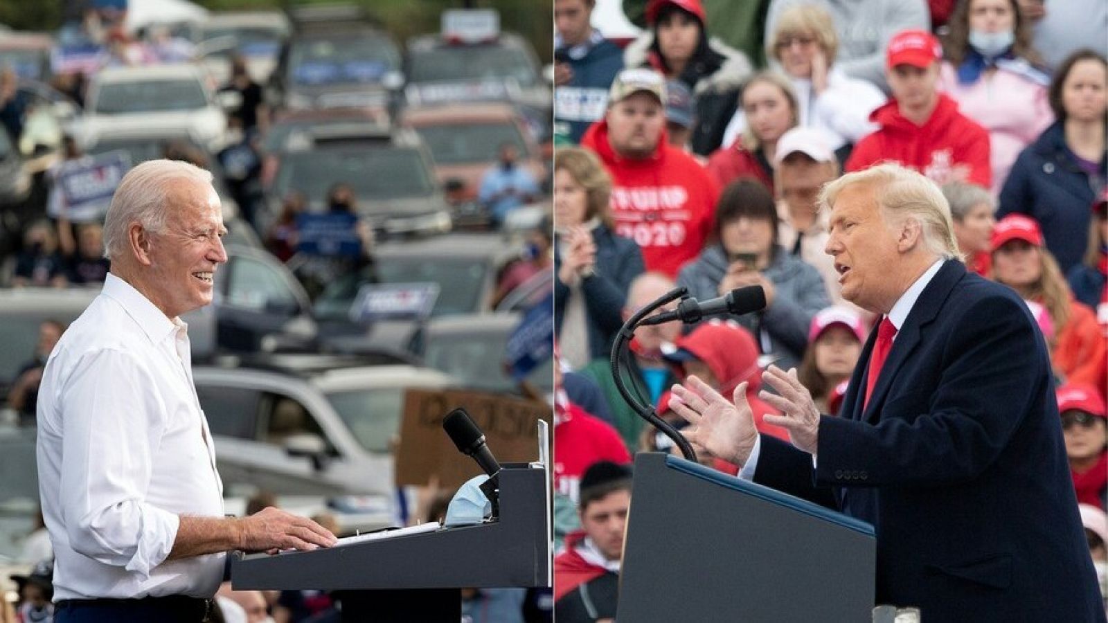 Biden (i) y Trump (d) durante la campaña electoral