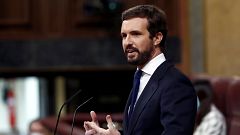 Casado reprocha al Gobierno que hable de "presupuestos de país" cuando llevan el "sello de Bildu y ERC"