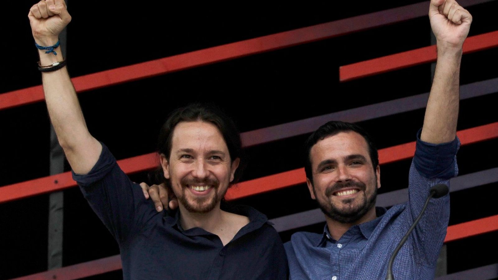 Los líderes de Podemos e Izquierda Unida, Pablo Iglesias y Alberto Garzón
