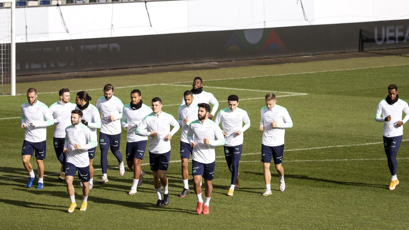 Imagen de un entrenamiento de la selcción suiza de fútbol