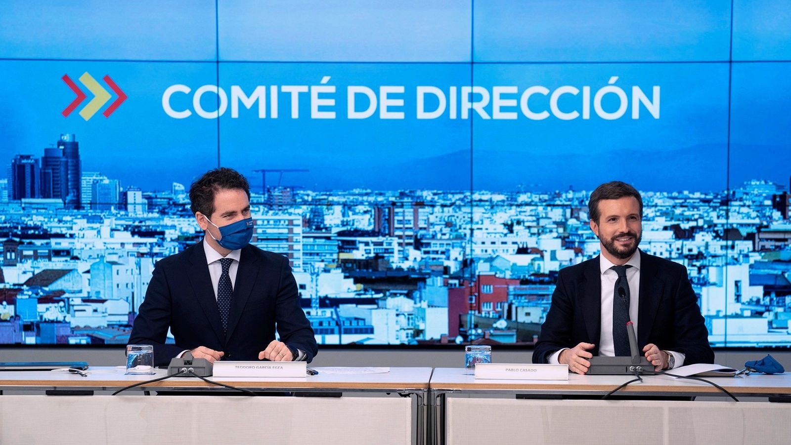 El líder del Partido Popular, Pablo Casado, y el secretario general, Teodoro García Egea