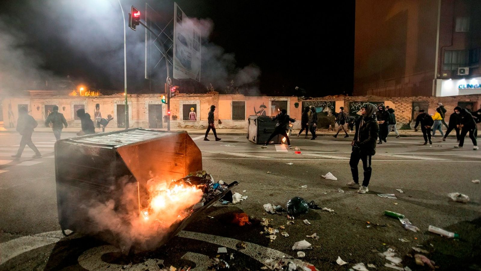 Disturbios en Burgos tras una concentración en contra del confinamiento perimetral en Castilla y León (31 de octubre del 2020).