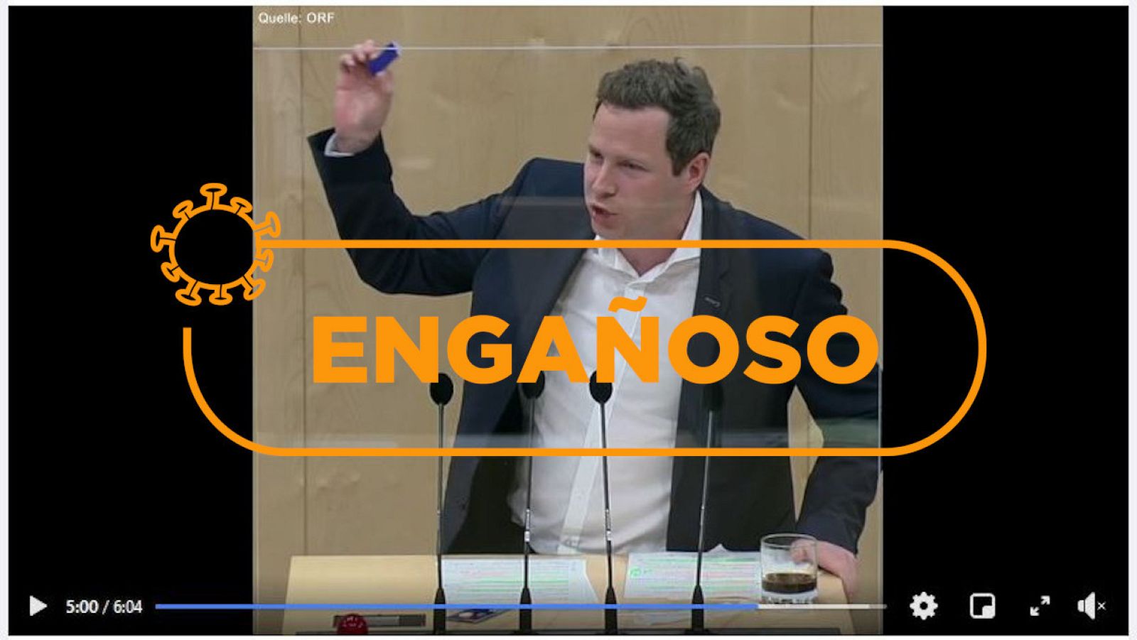 El parlamentario austriaco en un momento del experimento con la bebida gaseosa.