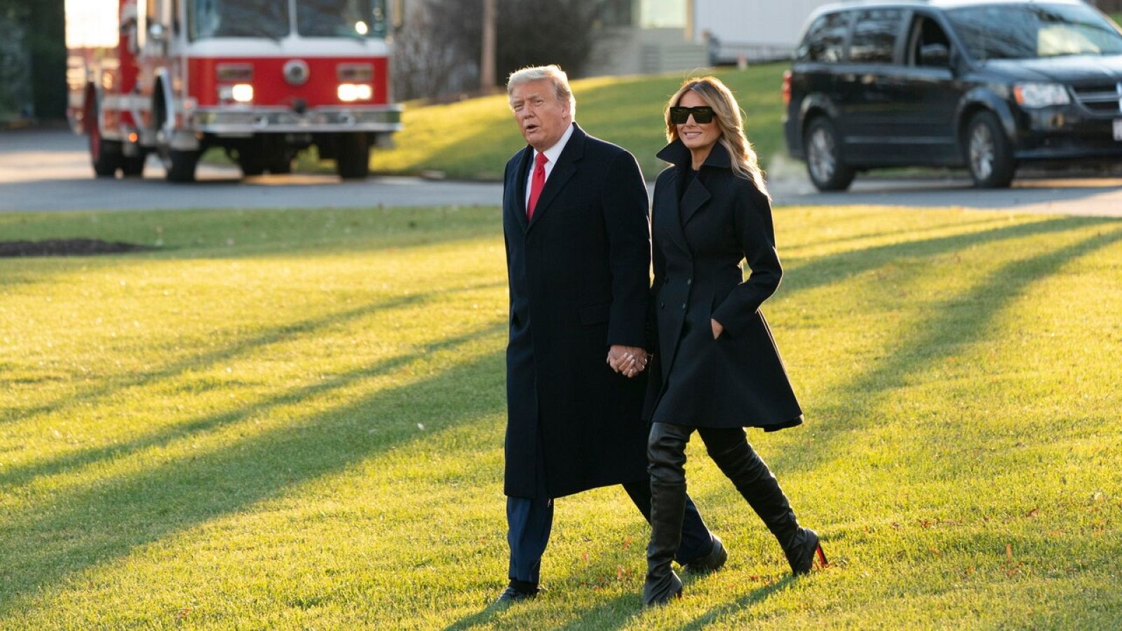 El presidente saliente de EE. UU. Donald Trump y la primera dama Melania Trump