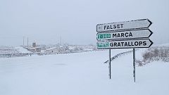 El temporal Filomena deixa grans gruixos de neu, talls de llum i fort vent al litoral