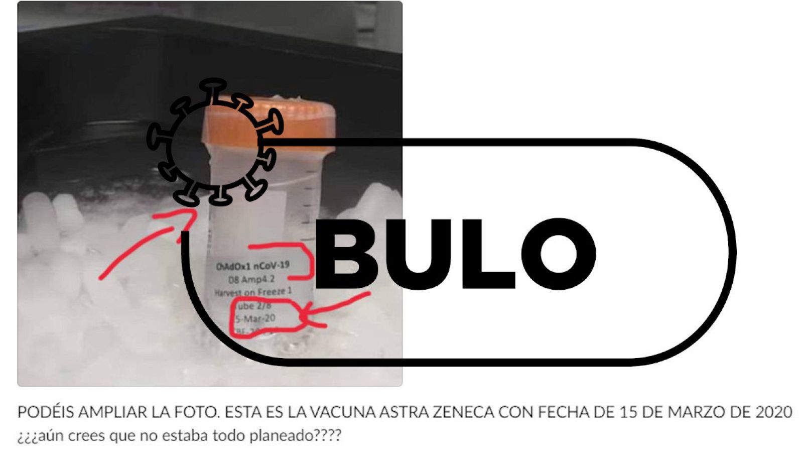 Vial de la vacuna de Oxford-AstraZeneca en fase de ensayo