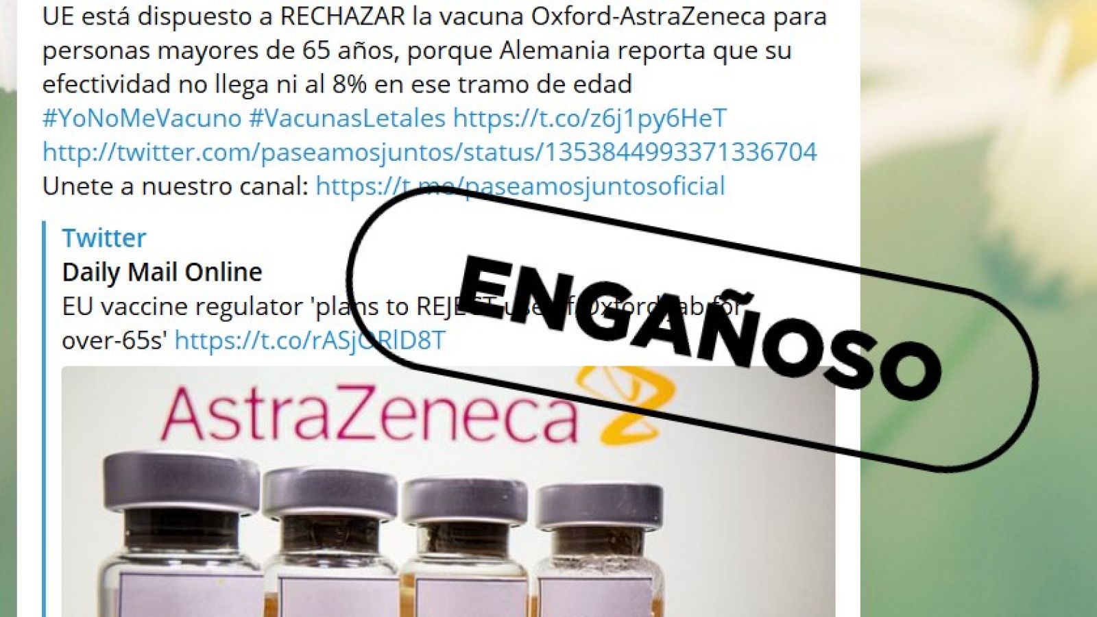 Captura del mensaje enviado por Telegram