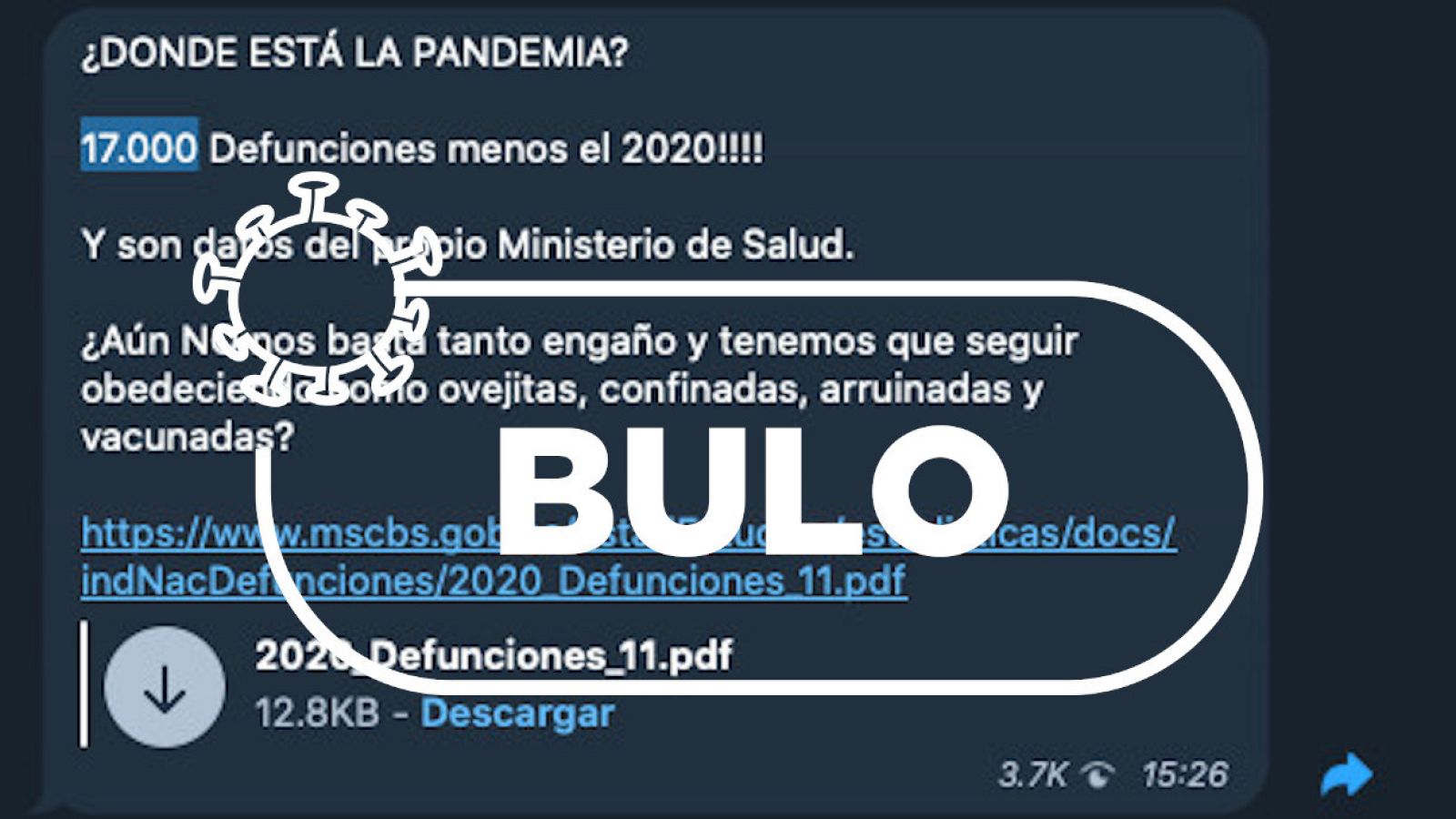 Captura de un mensaje de Telegram