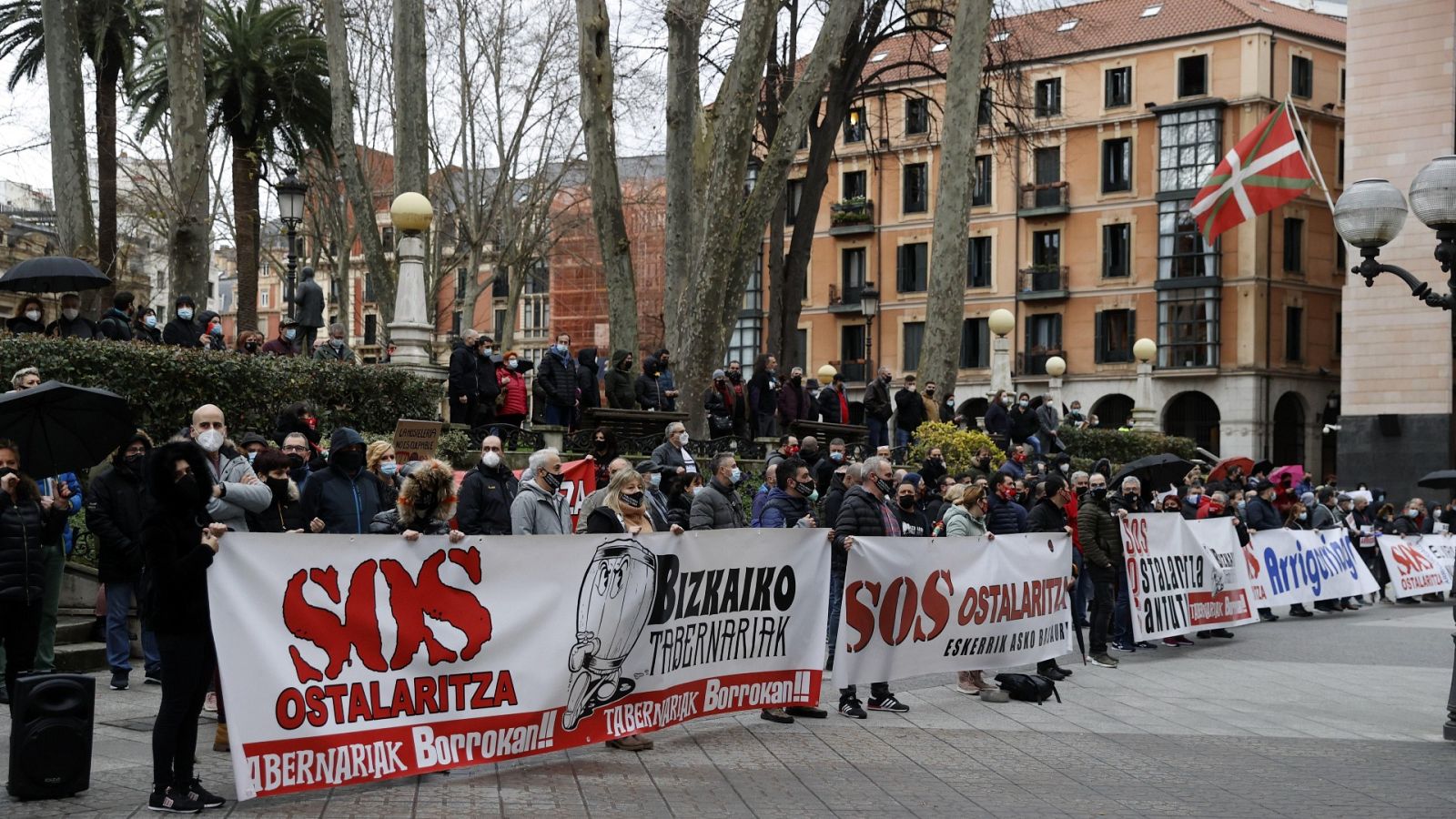 Protesta de los hosteleros en Bilbao