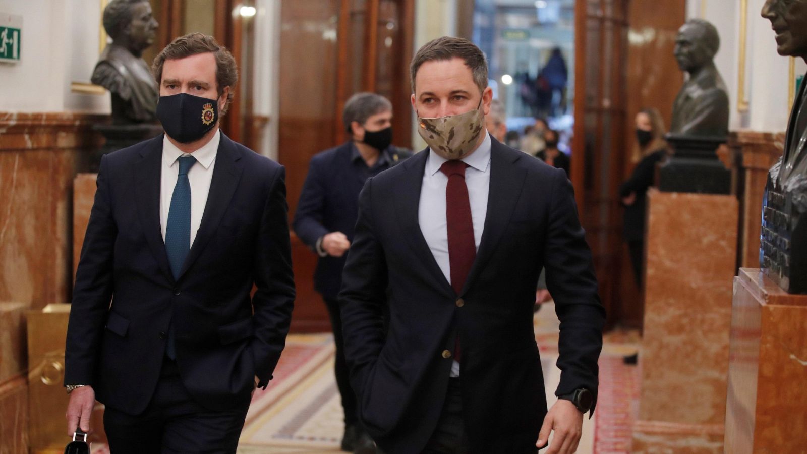 Santiago Abascal e Iván Espinosa de los Monteros, en el Congreso