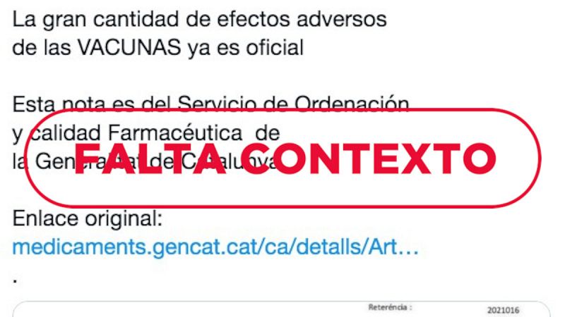 No, esta nota de la Generalitat no es un reconocimiento oficial de gran cantidad de efectos adversos de las vacunas