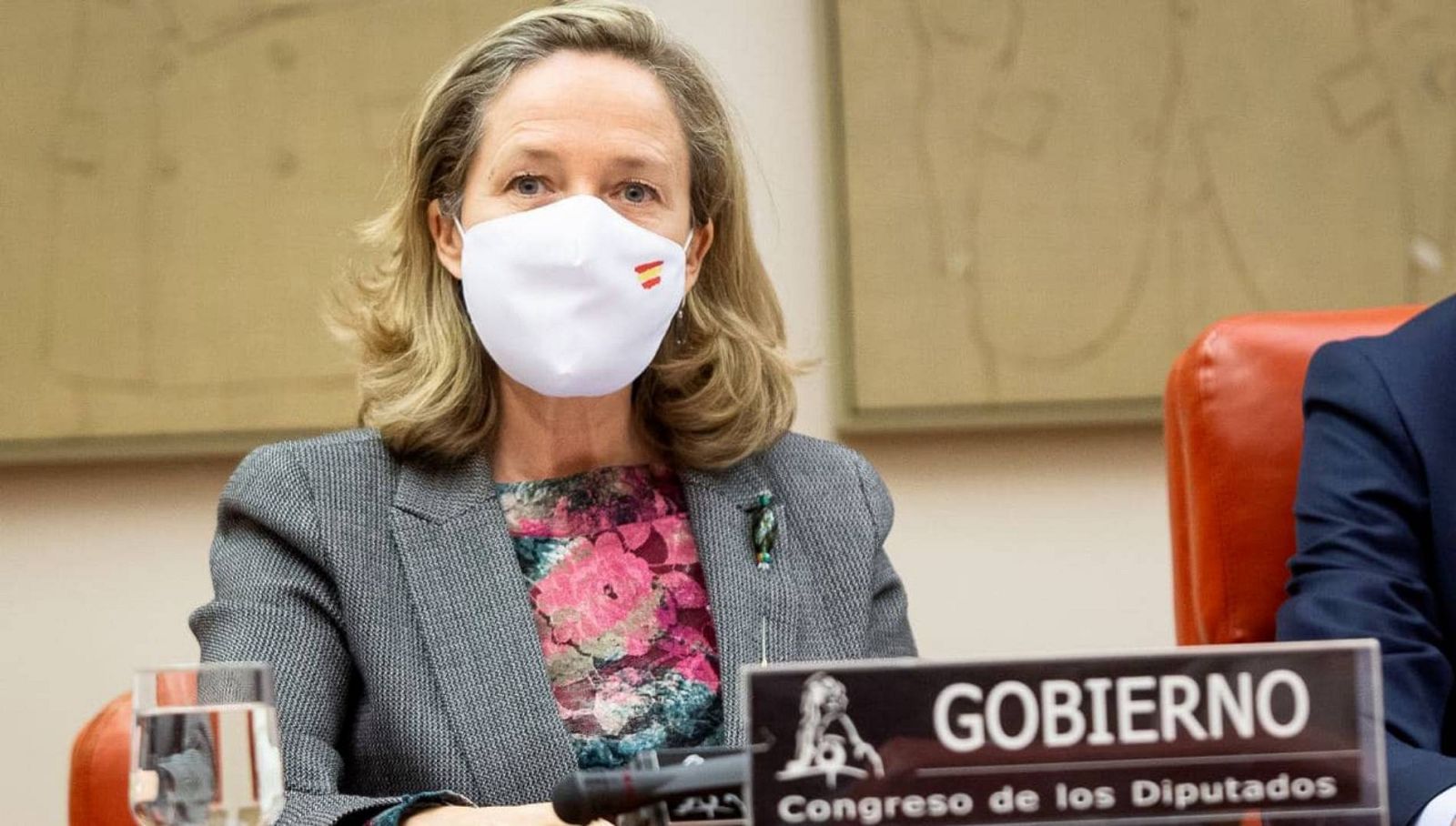 La vicepresidenta Nadia Calviño durante su comparecencia en la Comisión de Asuntos Económicos y Transformación Digital