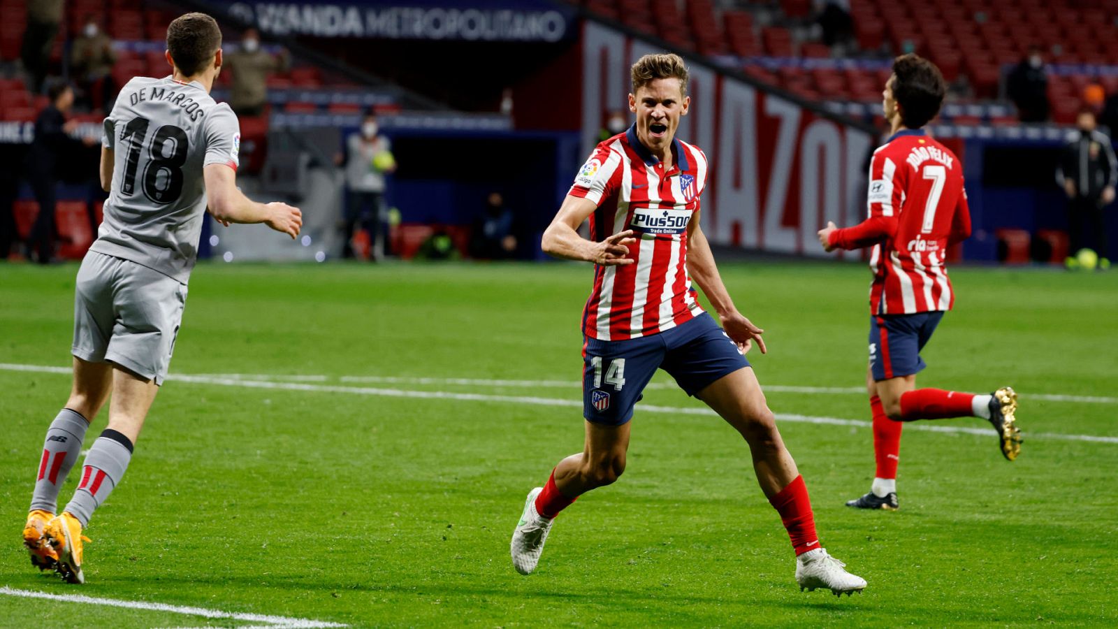 Llorente celebra su gol ante el Athletic