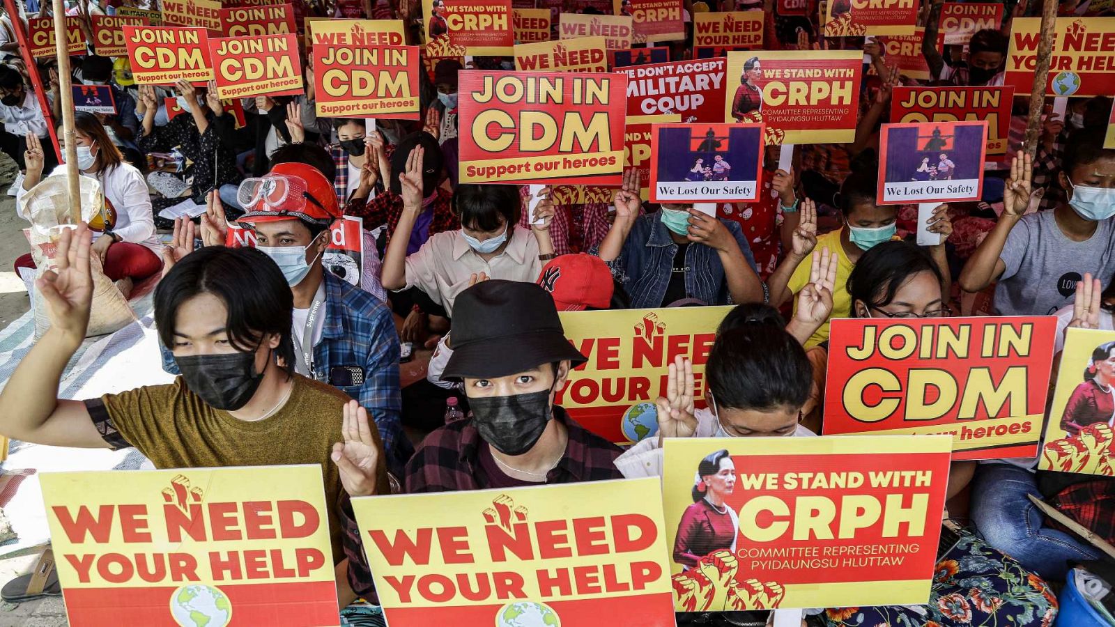 Imagen de los manifestantes en Birmania