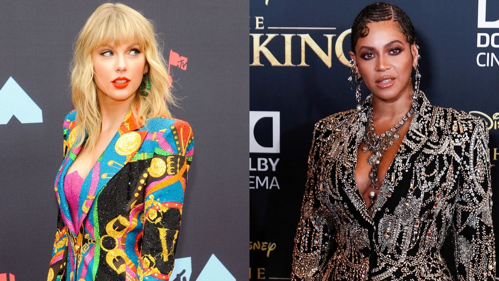 Taylor Swift y Beyoncé en dos imágenes de archivo
