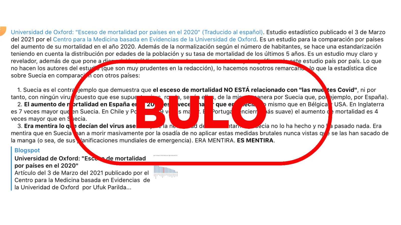 Mensaje de Telegram sobre el contraejemplo sueco
