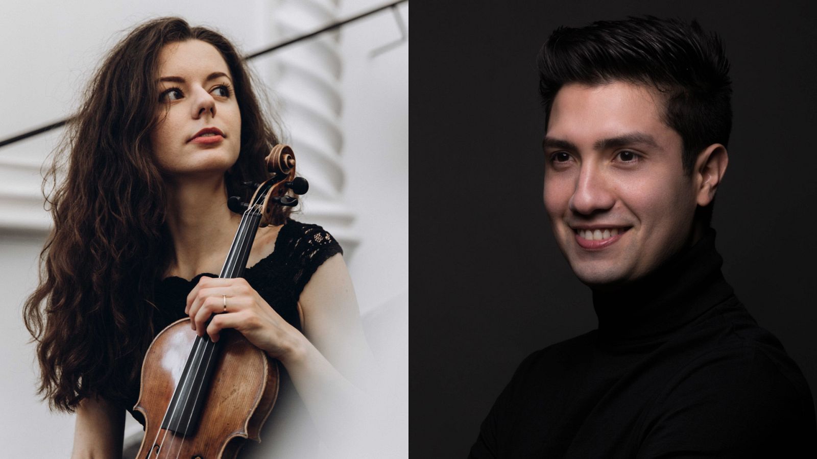 La violinista Tetiana Lutsyk y el maestro Rodolfo Barráez