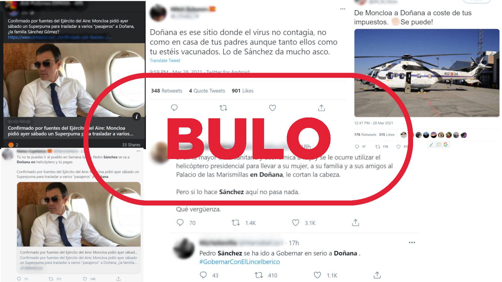 Mensajes de redes que dicen que Sánchez se ha ido a Doñana