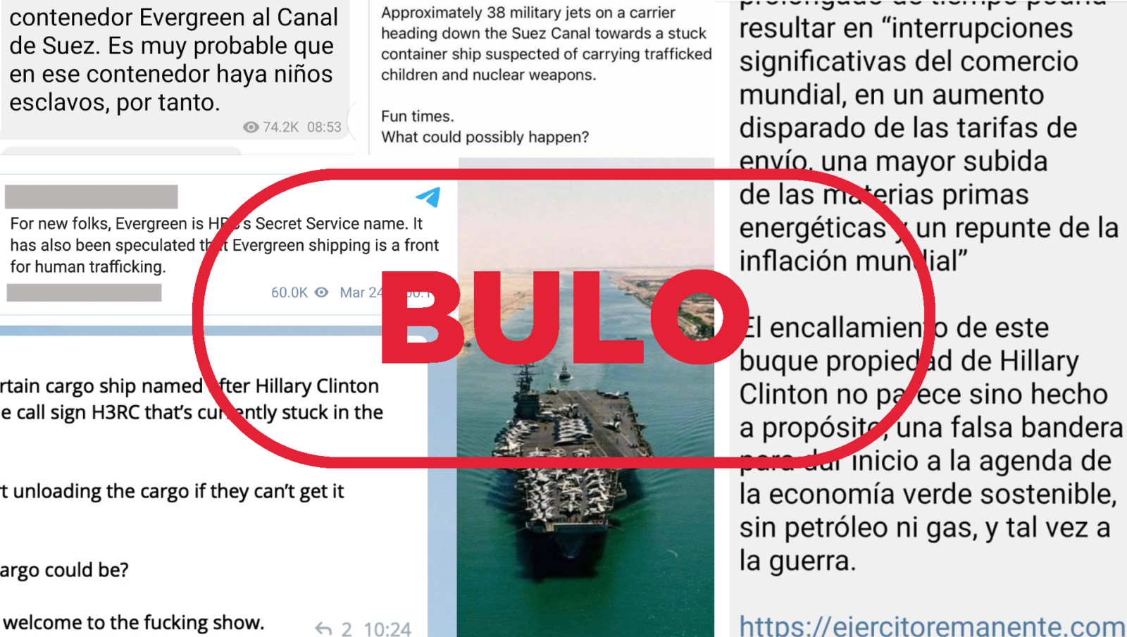 Bulos sobre el canal de Suez