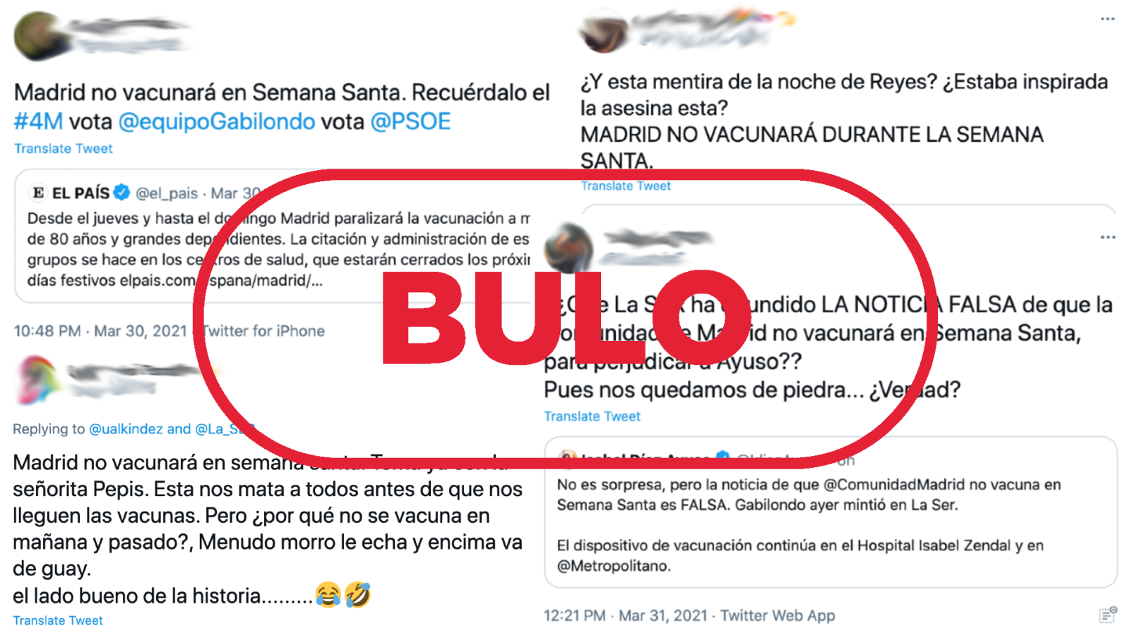 Bulos en Twitter sobre la vacunación en Semana Santa