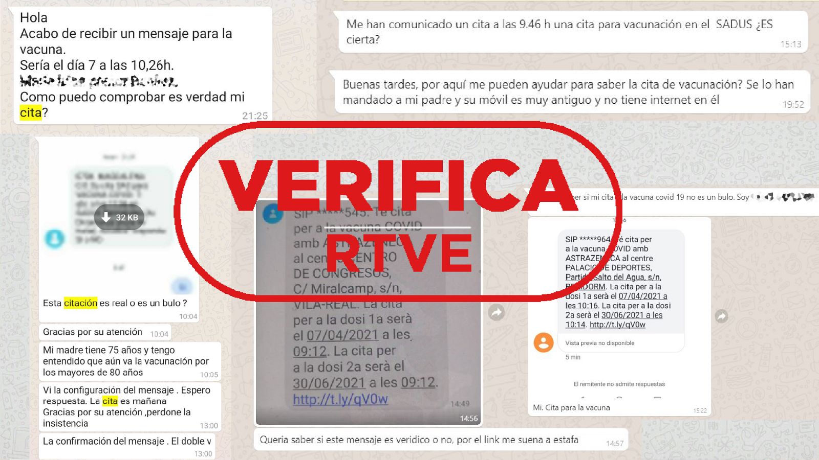 Mensajes enviados a VerificaRTVE preguntando por las citas para la vacunación