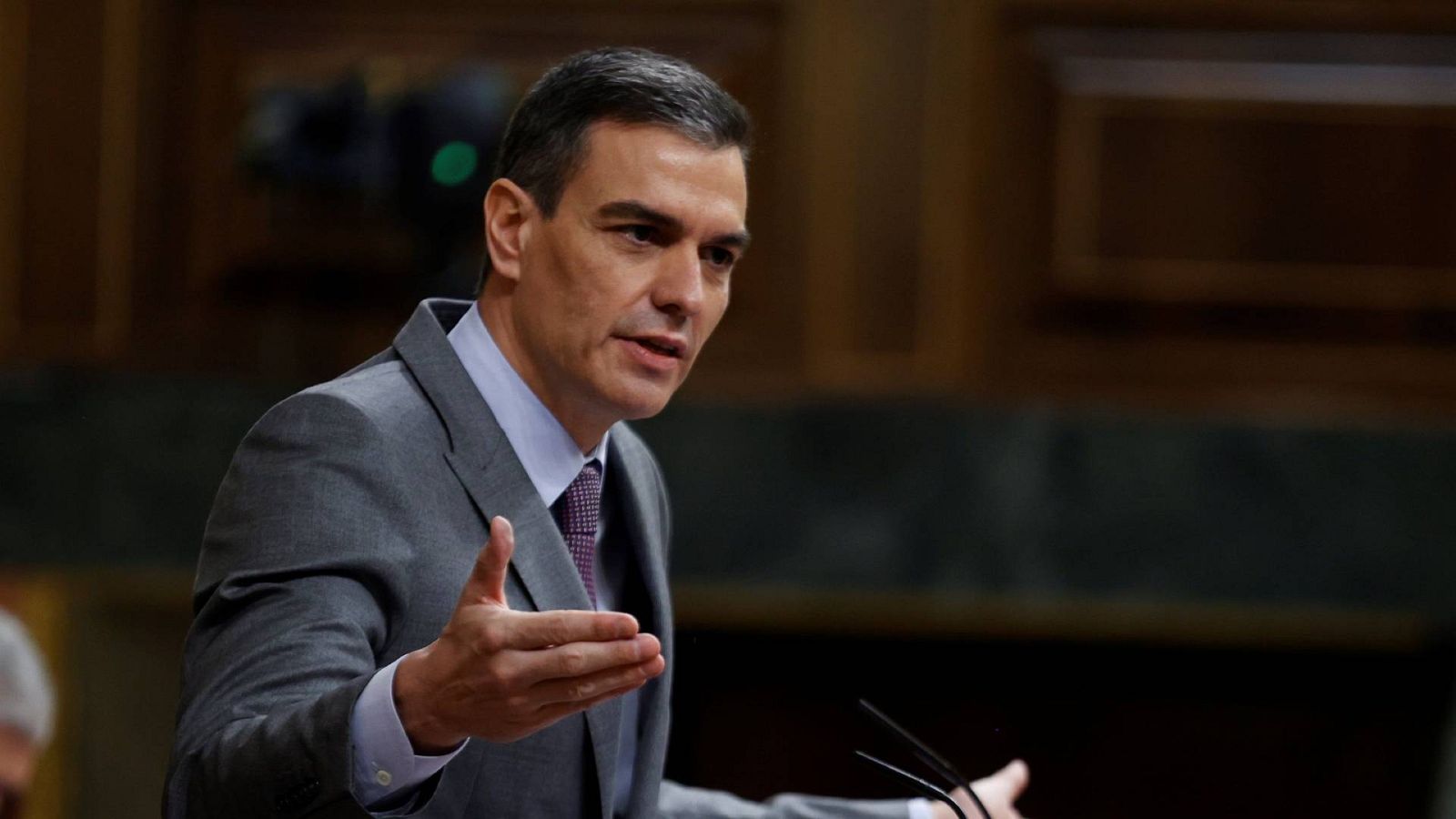 El presidente del Gobierno, Pedro Sánchez, durante su intervención este miércoles en el Congreso