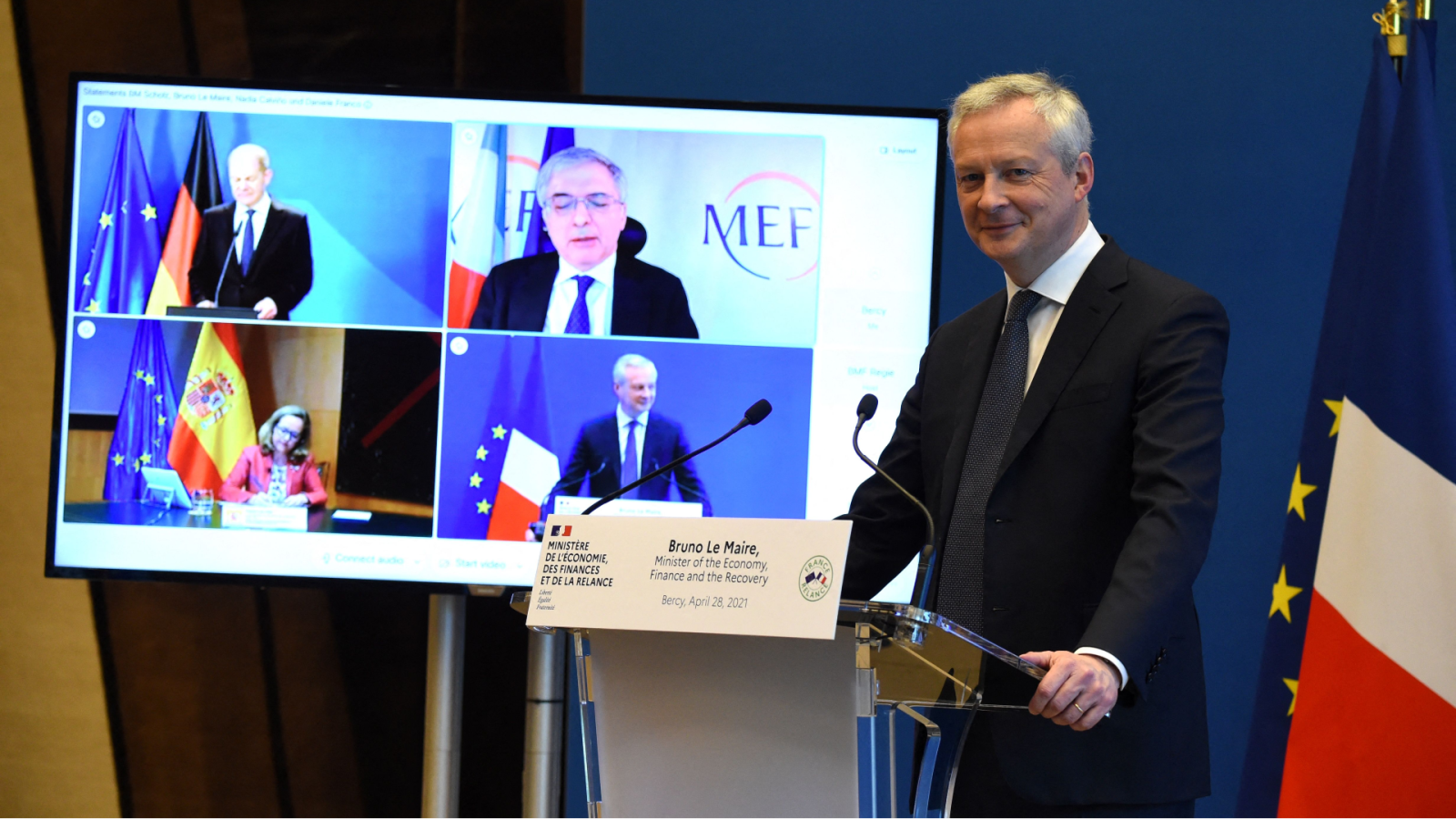 Videoconferencia de los ministros de Economía de Alemania, Italia, España y Francia
