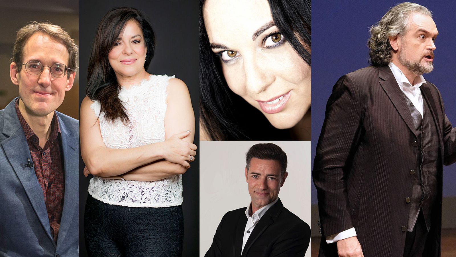 Pablo González, director titular de la Orquesta RTVE, con los solistas del concierto