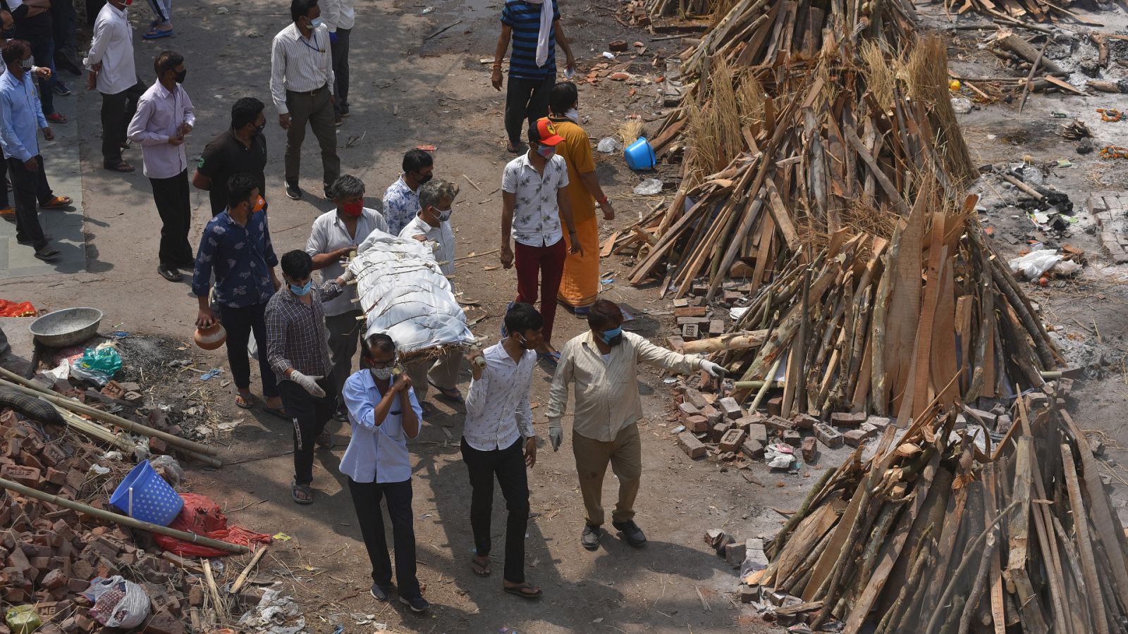 Imagen de un crematorio en la India