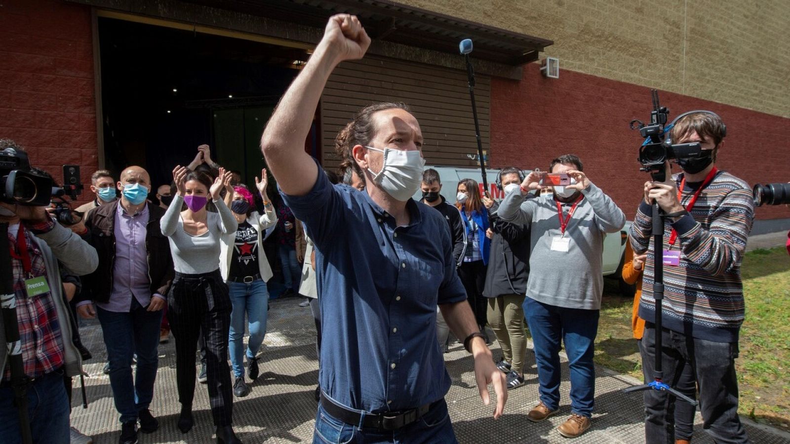 Pablo Iglesias este martes en el mitin en Getafe