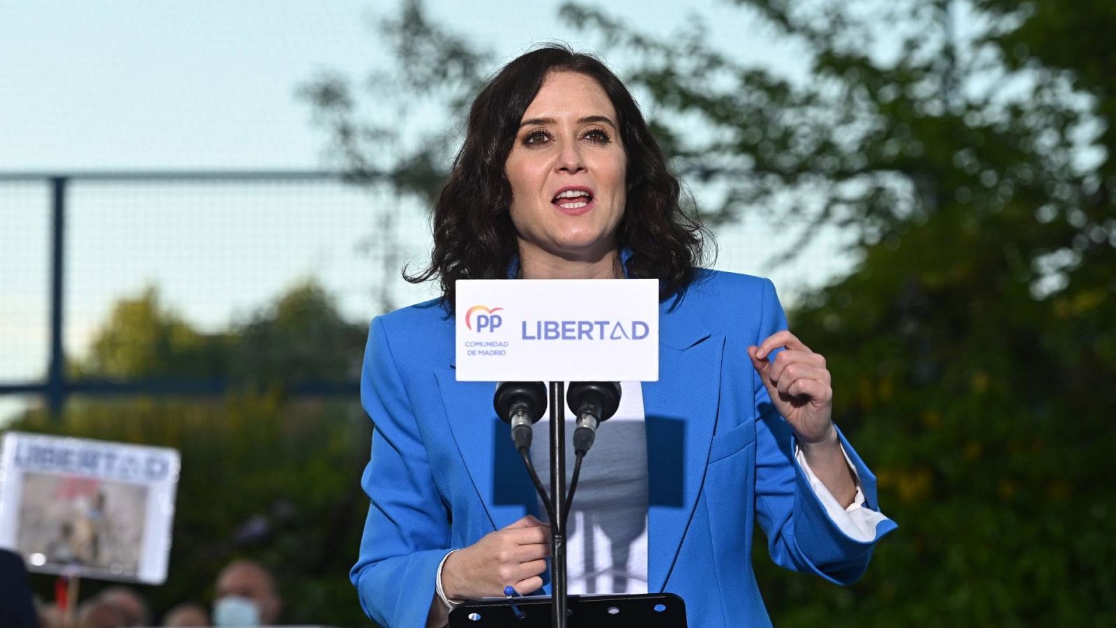 La candidata del PP a la presidencia de la Comunidad de Madrid, Isabel Díaz Ayuso, durante un acto de campaña