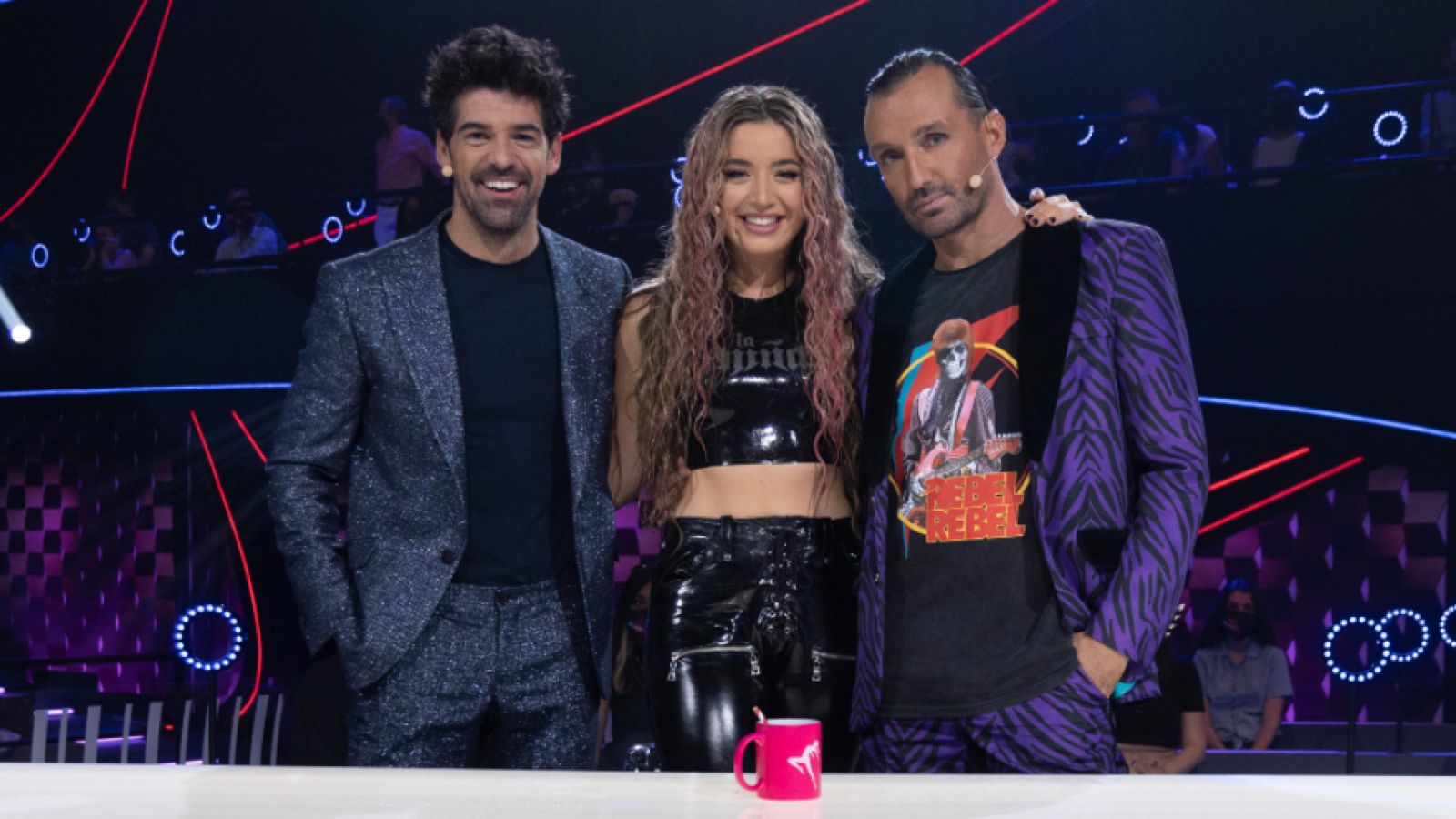 Miguel Ángel Muñoz, Lola Indiga y Rafa Méndez en la segunda Semifinal