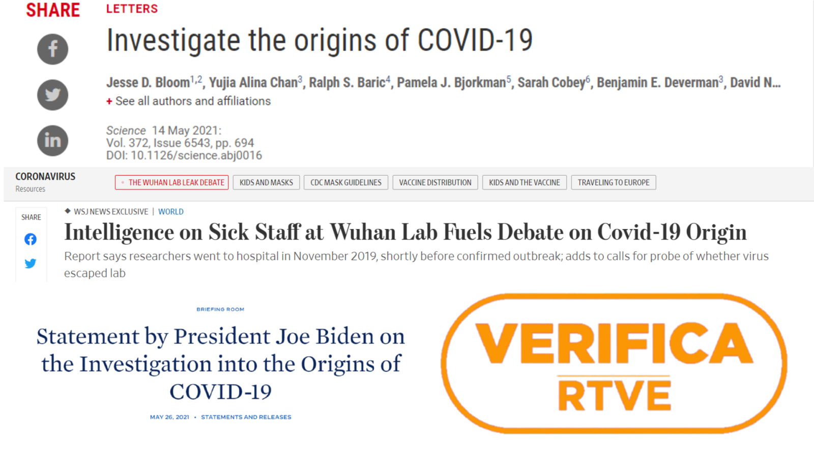 Publicaciones de Science, el Wall Street Journal y la Casa Blanca