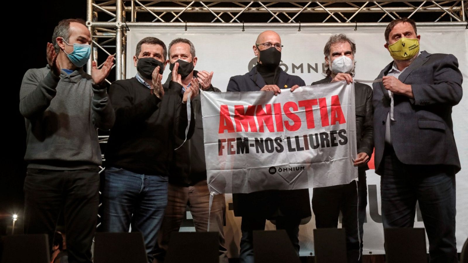 Seis de los presos del procés, Jordi Turull, Jordi Sànchez, Joaquim Forn, Raül Romeva, Jordi Cuixart y Oriol Junqueras