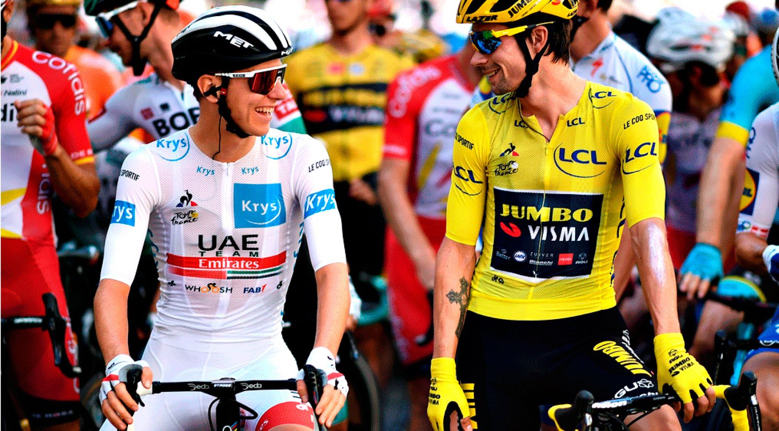 Pogacar y Roglic lucharon por la victoria en 2020 hasta el final.